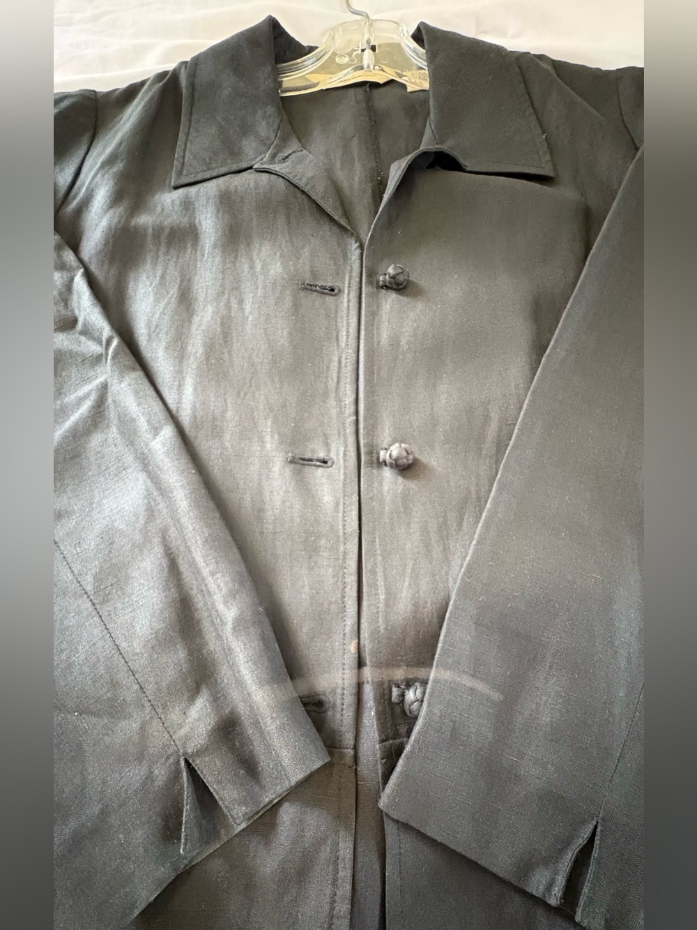Eddie Bauer Black Women's Blazer Jacket Size Medium Petite Silk Linen Blend